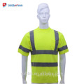 Kundenspezifisches Polyester-Limones grünes kurzes Hülsen-reflektierendes Visier-Sicherheitst-shirt Rundhalsausschnitt-Klasse 2 hohes Sichtbarkeitst-shirt mit Tasche